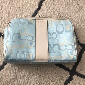Coach large beauty case blue optic C fabric